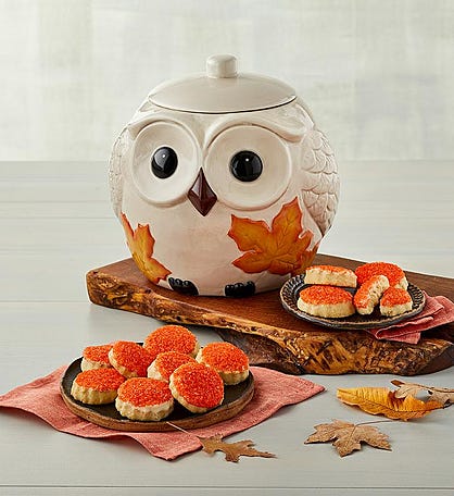 Fall Owl Cookie Jar with Cookies